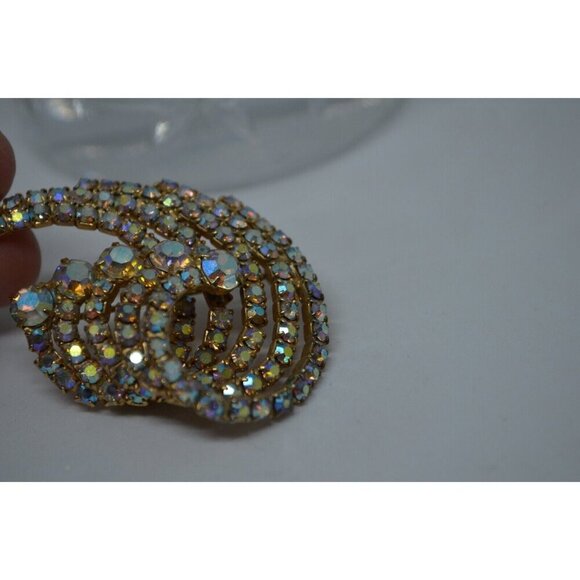 Rhinestone Wave Brooch Surfing Big Wave Swirl Rhinestone Brooch Vtg - Picture 4 of 10